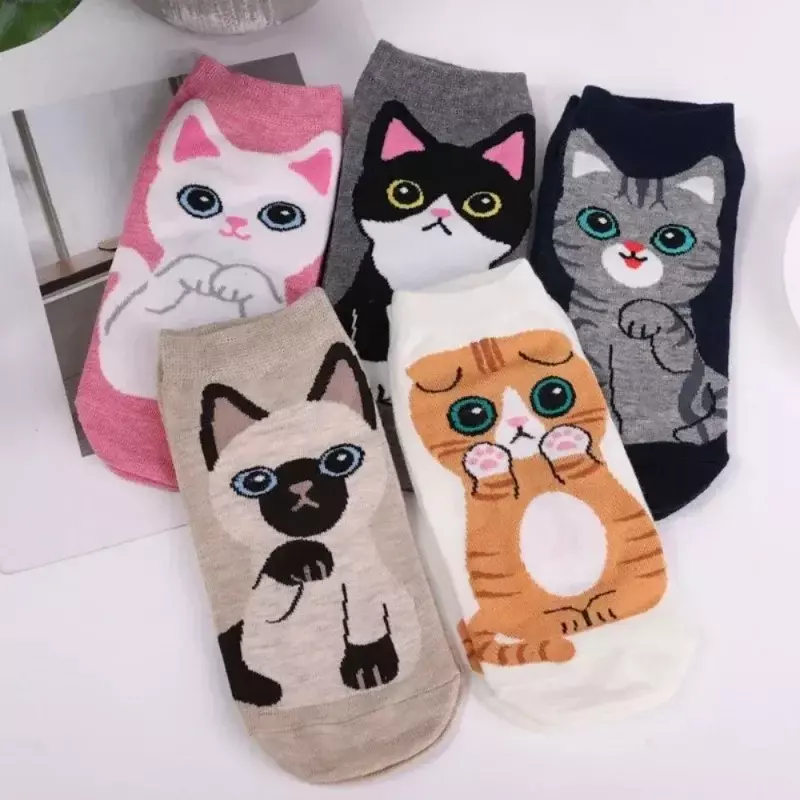 Calcetines de algodón con dibujos de animales para mujer, calcetín de tubo medio, gato, perro, Kawaii, divertido, para dormir en el suelo, Otoño e Invierno