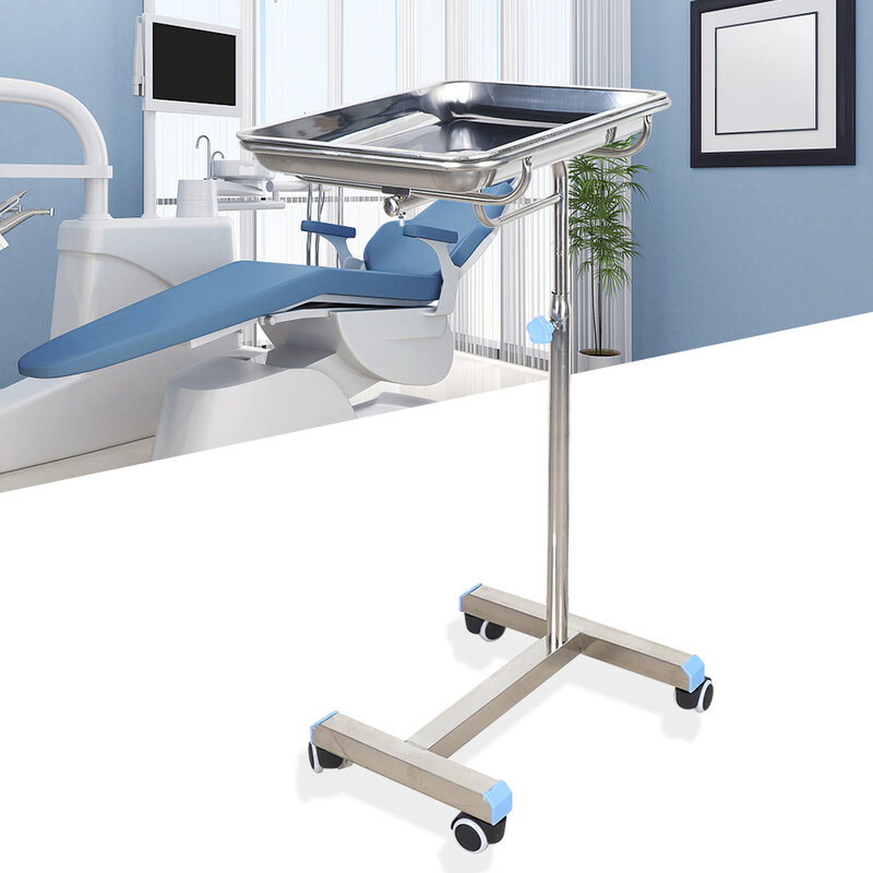Für Kranken häuser, Kliniken, Zahnmedizin, Schönheits salons mobile Edelstahl Tablett stehen Rollwagen Rack verstellbare medizinische hine