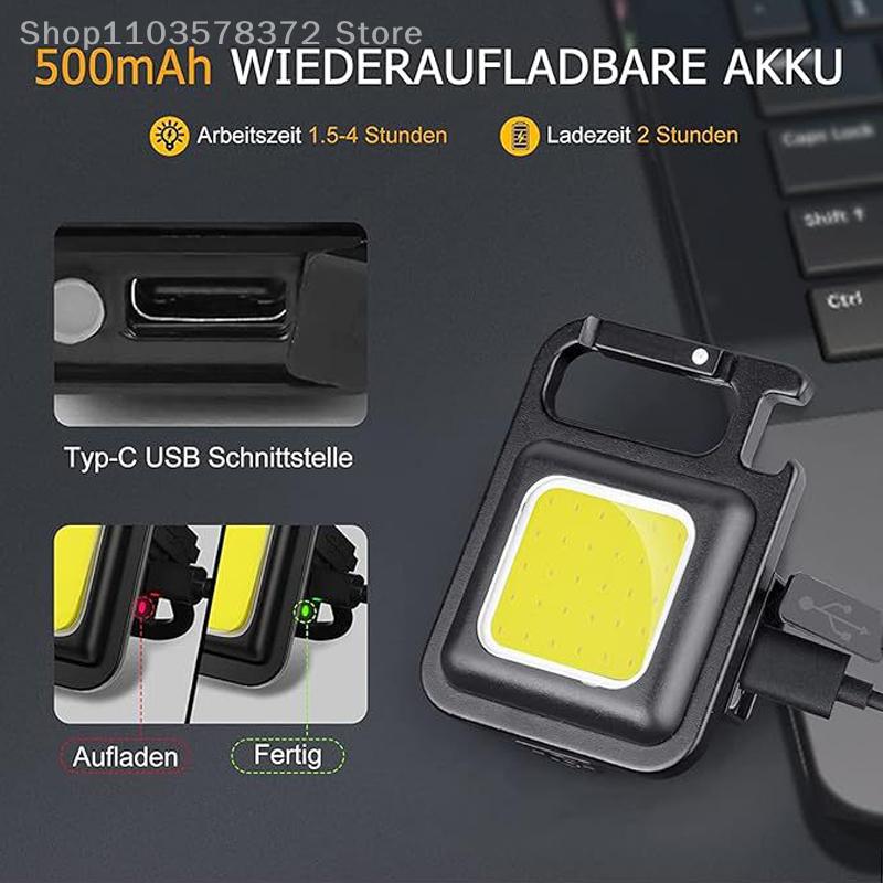 Portátil Multi-função Keychain Light, Mini lâmpada portátil, Lanterna pequena ao ar livre, Forte Magnetic Emergency Work Light