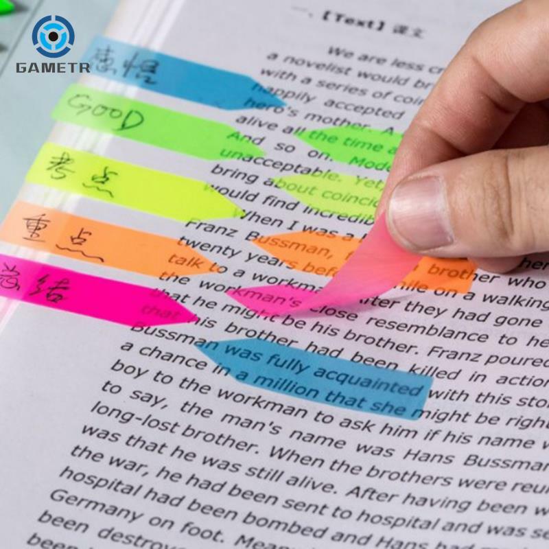 100pcs Fluorescence Self Adhesive Memo Pad Sticky Notes Color Sorting Bookmark Marker Memo Sticker Paper Student Office Supply