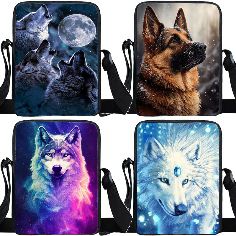 Kids Small Bag Howling wolf Printing Shoulder Bag Waterproof Hanbags wild Lions Boys Crossbody Bags Mobile Phone Messenger Bag