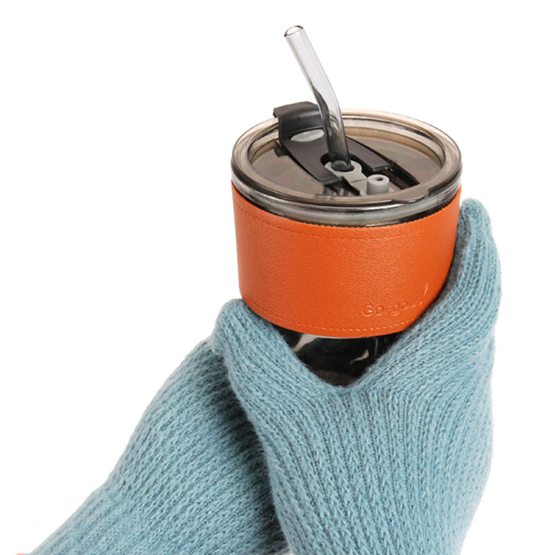 女性用単色ニットグローブ、かぎ針編み、タッチスクリーン、厚手、暖かい、冬、5本指