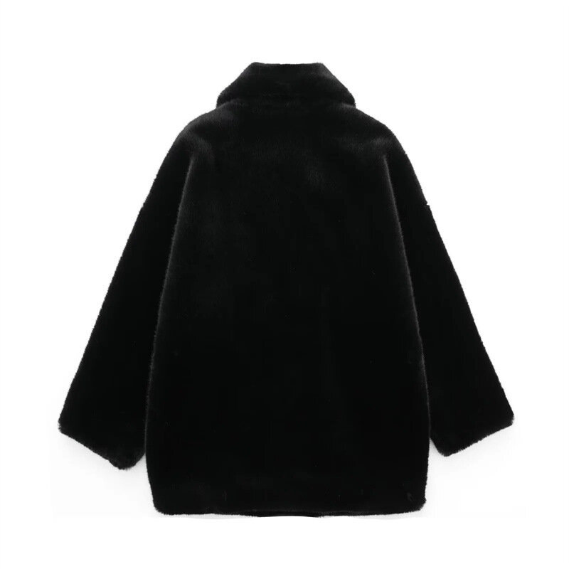 Abito da donna in pelliccia nera Blazer formale da donna abbigliamento da lavoro femminile giacca da donna da ufficio cappotto Casual invernale caldo Streetwear