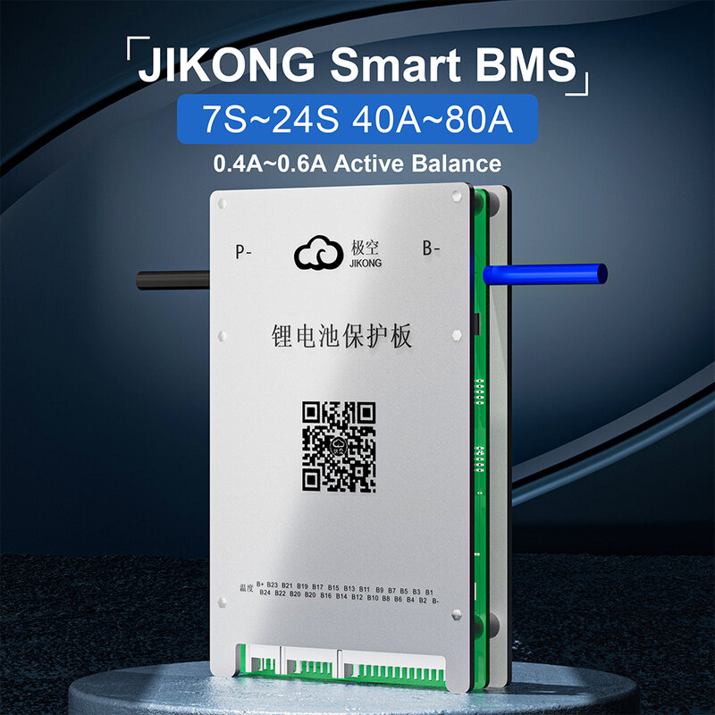 60A อัจฉริยะ jikong BMS 80A 100A 150A 200A LiFePO4แบตเตอรี่16S 14S 16S 17S 20S 24S