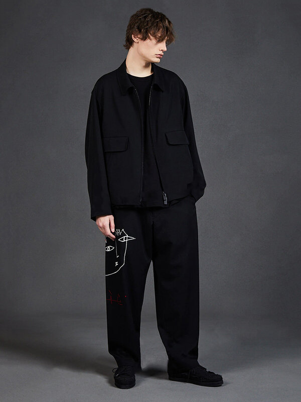 Yohji Yamamoto แจ็คเก็ตชายเสื้อผ้าภาพนามธรรมเย็บปักถักร้อยใหม่ใน Outerwears 2023เสื้อผ้าแจ็คเก็ตเสื้อผ้าผู...