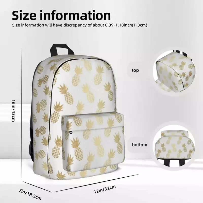 Gold Pineapple Pattern Backpacks Large Capacity Student Book bag Shoulder Bag Laptop Rucksack Fashion Travel Rucksack School Bag