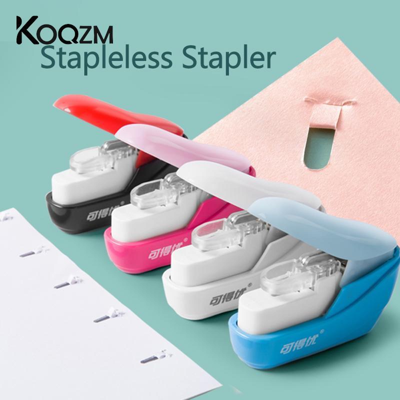 1PC Random Color Stapleless Stapler Book Paper Stapling Stapler Mini Portable No Staples School Office Supplies