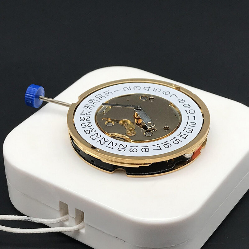 SW Ronda-Mecanismo de reloj de cuarzo dorado 5040D, piezas de repuesto, Vástago de acero con fecha blanca