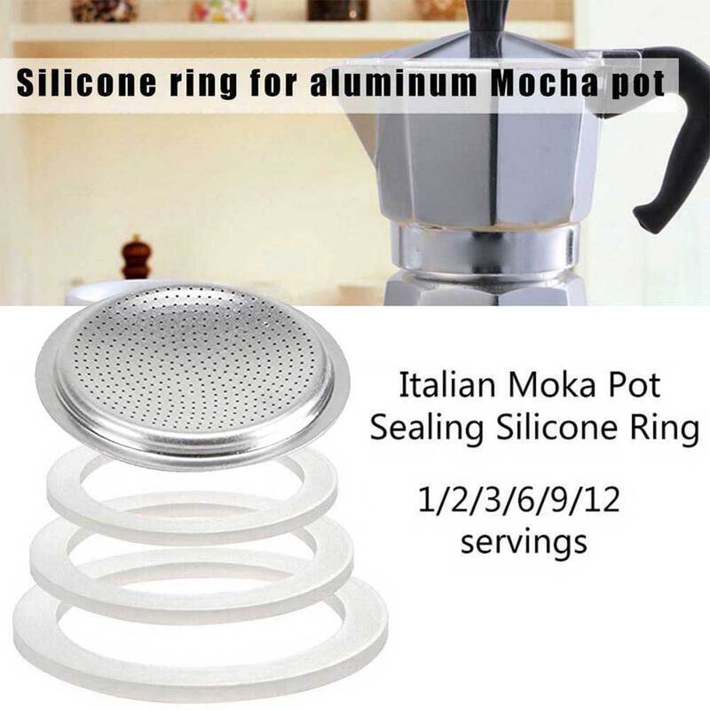 Vervangende Pakkingsafdichting Voor Koffie-Espresso Moka Kachel Pot Top Siliconen Rubber Ring Pakkingen Met Zeef Koffiezetmachine Accessoires
