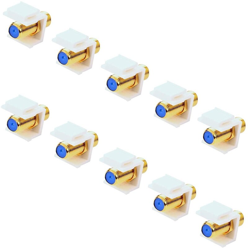 10-Pack RG6 Keystone Jack Insert, Coaxial Cable Connector F-Type RG6 Keystone Connectors For Wall Plate And Patch Panel