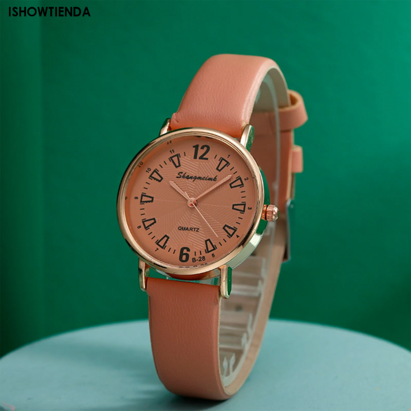 Zegarki Damskie-Reloj de pulsera analógico Para Mujer, cronógrafo de cuarzo con correa de cuero, estilo informal, nuevo