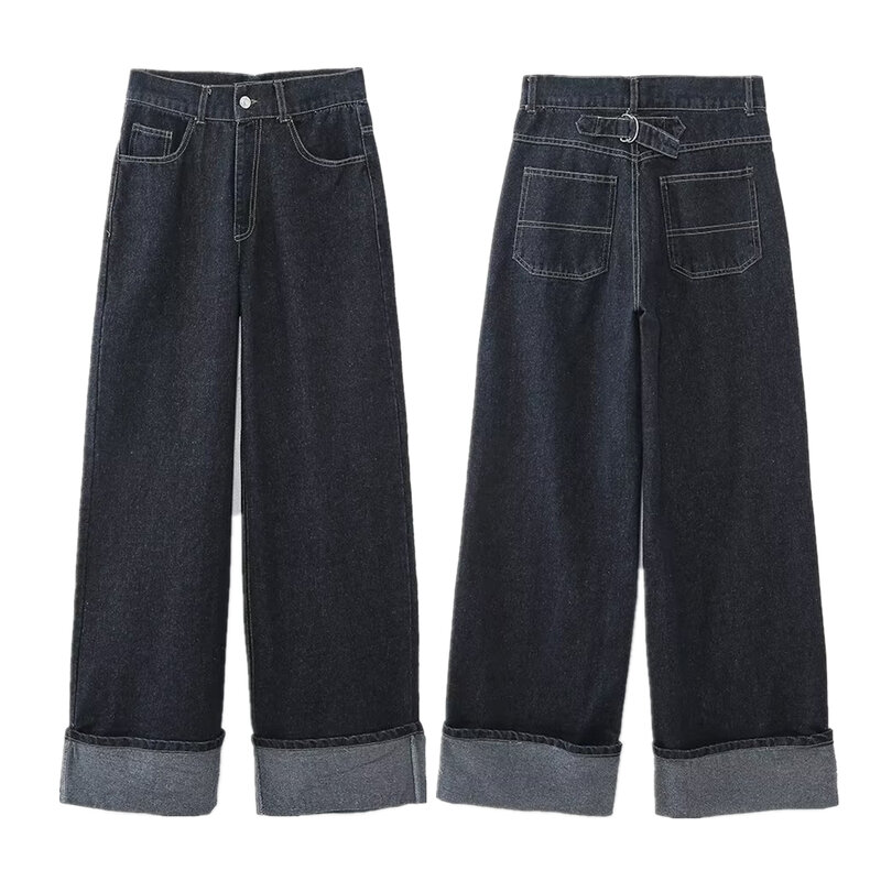 Dave & Di-calças jeans soltas de cintura alta para mulheres, jeans angustiados, calças largas, estilo namorado retrô americano, estilo mamãe