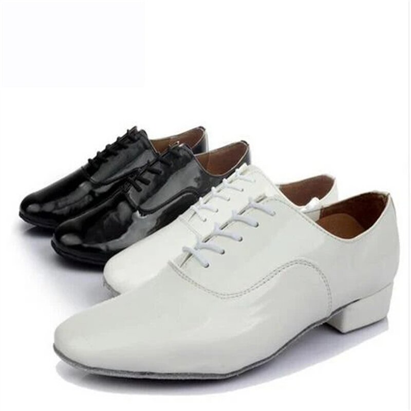 Sapatos de dança latina profissionais para homens, preto, branco, salto baixo, altura 2,5 cm, salão de baile, tango, jazz, salsa