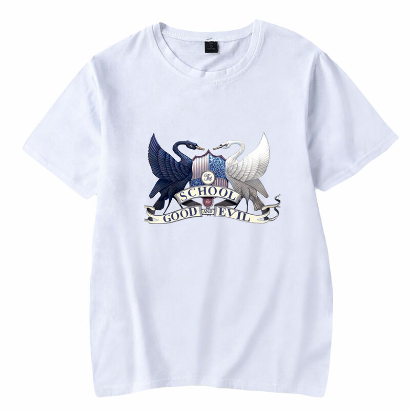 Szkoła dla dobra i zła filmowy T-shirt z okrągłym dekoltem z krótkim rękawem mężczyźni kobiety t-shirt Harajuku Streetwear modne ciuchy
