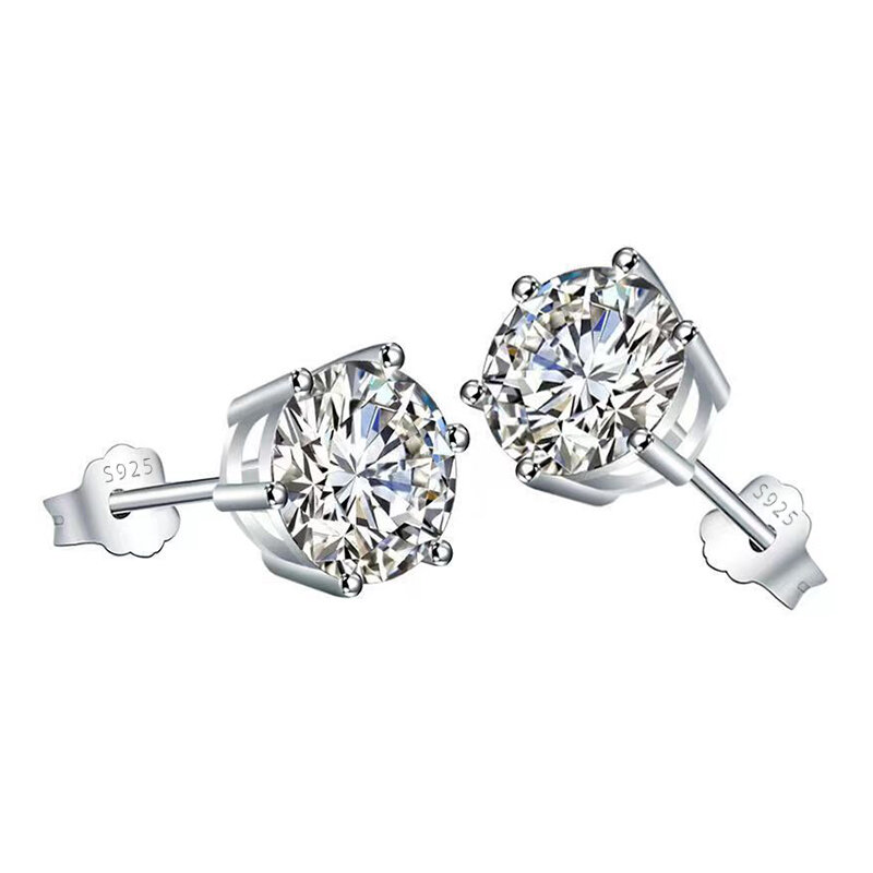 Genuine 925 Sterling Silver Women's High Quality Fashion Jewelry Crystal Zircon Stud Earrings XY0226