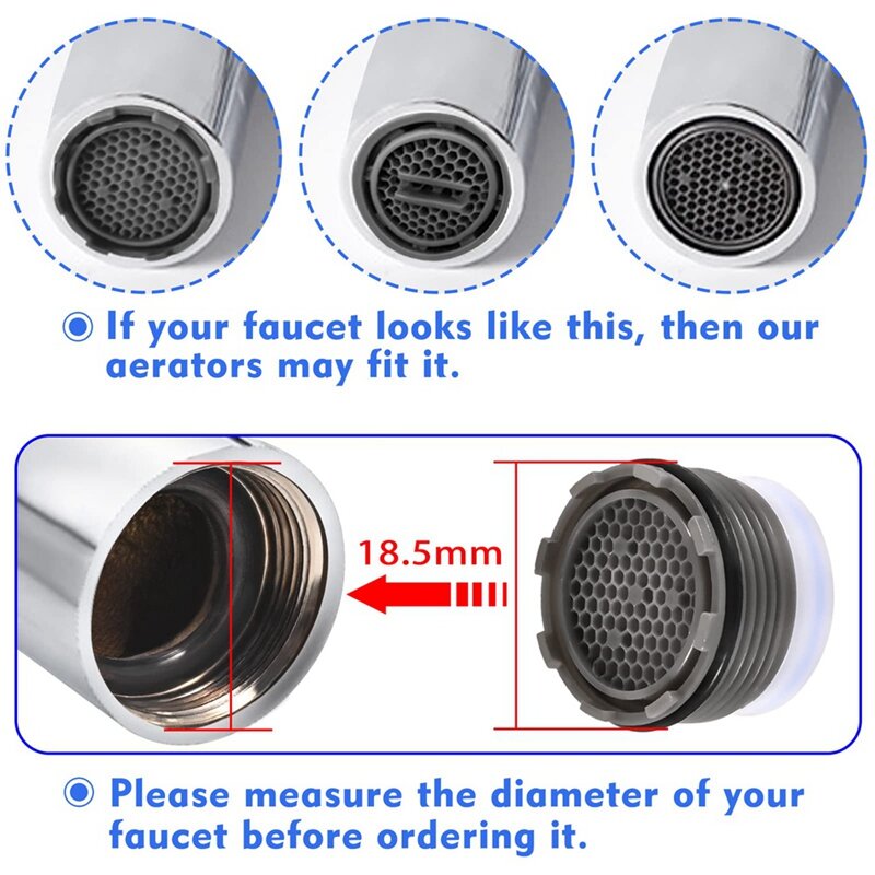 10PCS Faucet Aerator Replacement For Sink Faucet Flow Restrictor, Kitchen Bathroom Cache Aerators With 2Pcs Removal Tool