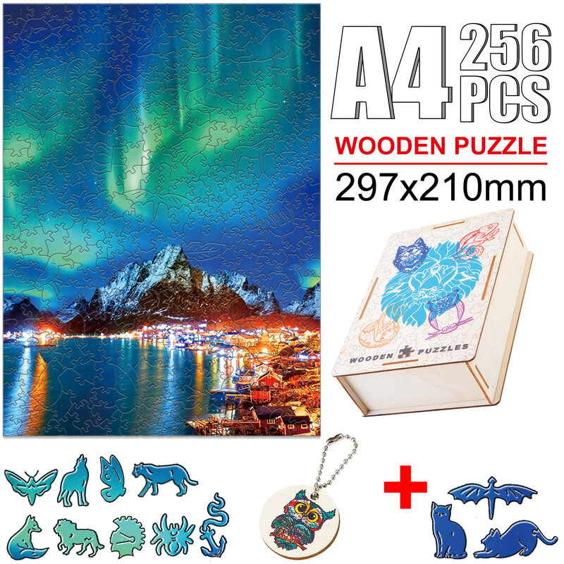Popular Unique Wooden Scenery DIY Jigsaw Puzzles For Kids Adults Colorful Elegant Shape Family Decompression Montessori Toys
