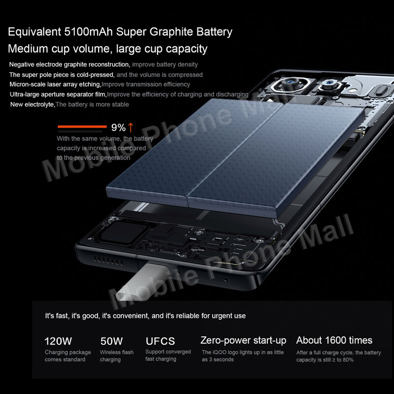 Originale Vivo IQOO 12 Pro 5G 6.78 "AMOLED 144Hz Snapdragon 8 Gen 3 OriginOS 4 IP68 batteria acqua/polvere 5100mAh 120W Smartphone