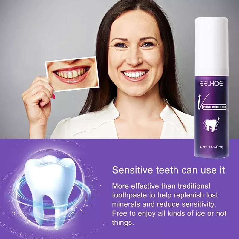 Purple Whitening Toothpaste Anti-Sensitive Removes Stain Removal Teeth Dental Calculi Fresh Breath Tooth Care Products