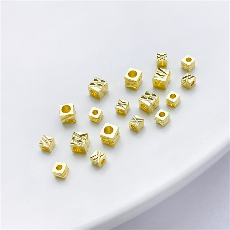 14K placcato oro fiore tagliato diagonale quadrato separato perline fatte a mano fai da te braccialetto collana materiale accessori L200