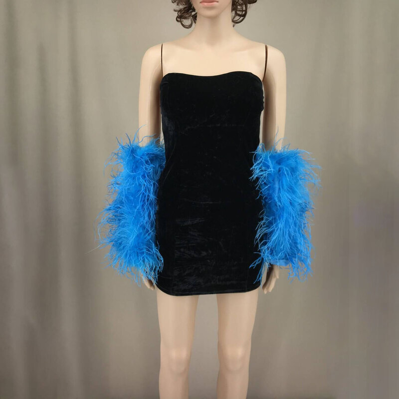 Ostrich Feather Arm Sleeve Punhos de luva para festa, peludo luxuoso, acessório macio, pêssego Fuzz Fashion, comprimento 30 cm, 1 par, 2024