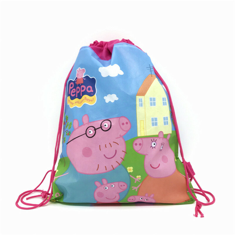12/20/50pcs Peppaed Pig Storage Bag Nonwoven Cartoon George Page Drawstring Bags Party Decoration Kids Birthday Christmas Gift