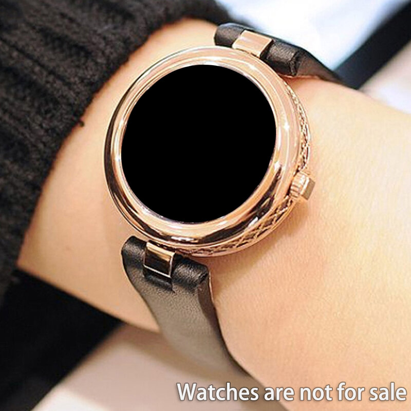 12mm 14mm Women's watch First layer cowhide leather notch strap Black waterproof elegant watch strap For Guc YA141401 YA141505