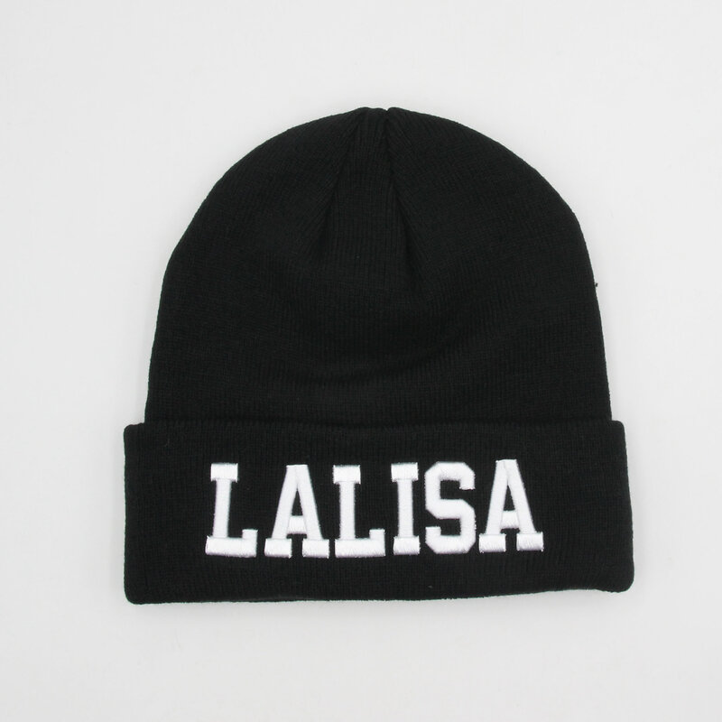 Вязаная Коллекционная шерстяная шапка LISA LALISA, модная шапка с вышивкой для пар, Шапка-бини с надписью, милая Повседневная шапка, аксессуары для мужчин и женщин