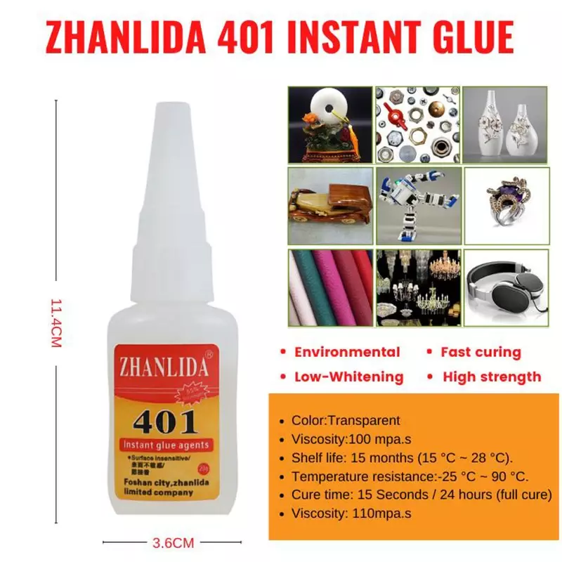 401 Instant Glue clear 20g Quick Drying Universal Adhesive For Metal PVC Plastic Rubber Ceramic Wood Leather Vases Bonding Glue