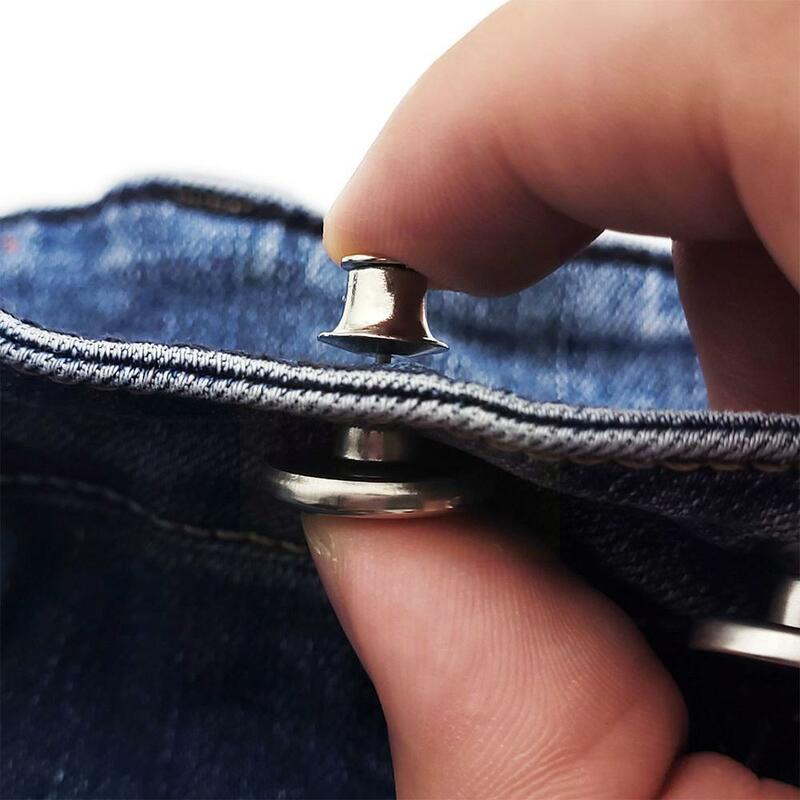 Botão destacável da cintura do metal para Jeans, nenhuns pregos, botões ajustáveis, fivelas de costura livres, parafuso da calça, reparo do prego, retro, L2I8