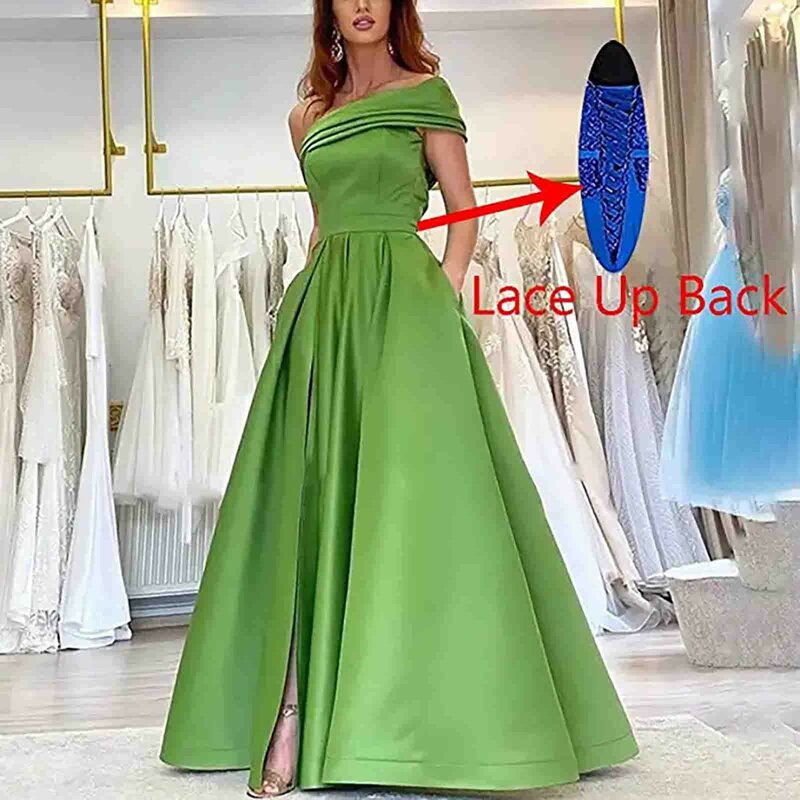 Jesienne sukienki dla kobiet 2024 jedno ramię długości podłogi rozcięcia po bokach jednolity kolor bez rękawów eleganckie sukienki imprezowe suknia wieczorowa na studniówkę