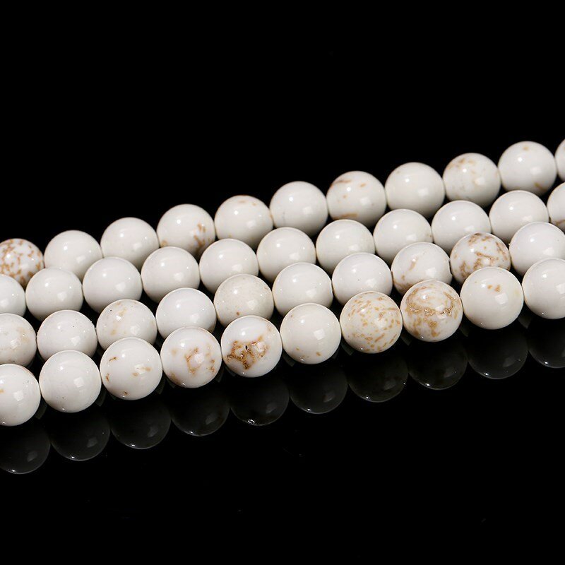 Großhandel natürliche Magnesit Stein Perle runde lose Spacer Perlen für Schmuck machen DIY Armband Halskette Zubehör 15 ''Strang