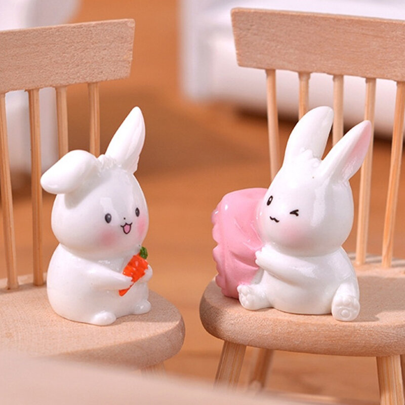 1pc Mini Karotten Kaninchen Ornament Cartoon Bunny Figur Micro Landscape Dekoration Dollhouse Miniatur Spielzeug