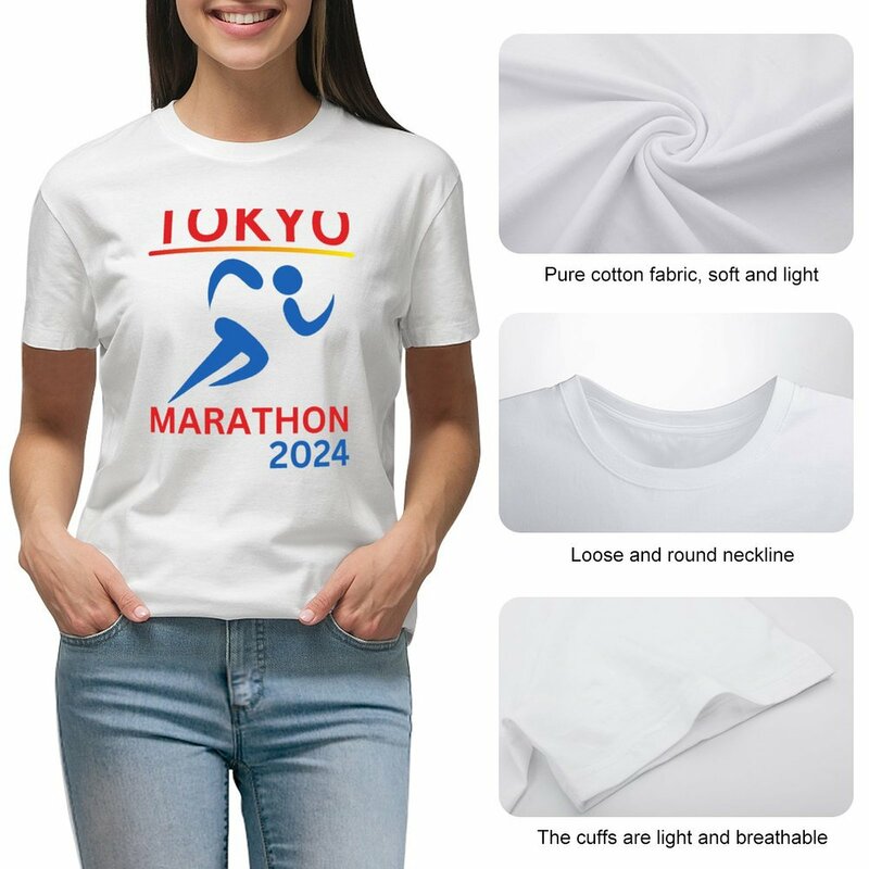 Tokyo Marathon 2024เสื้อยืดแขนสั้นผู้หญิงเสื้อผ้าผู้หญิงเสื้อผ้าหน้าร้อนฤดูร้อน
