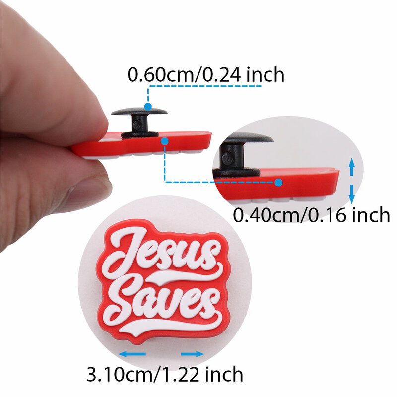 1-20PCS Jesus Saves Made In God's Image Life Is Good Christianity PVC Shoe Decoration Buckle Charms Fit Wristbands Xmas Gift