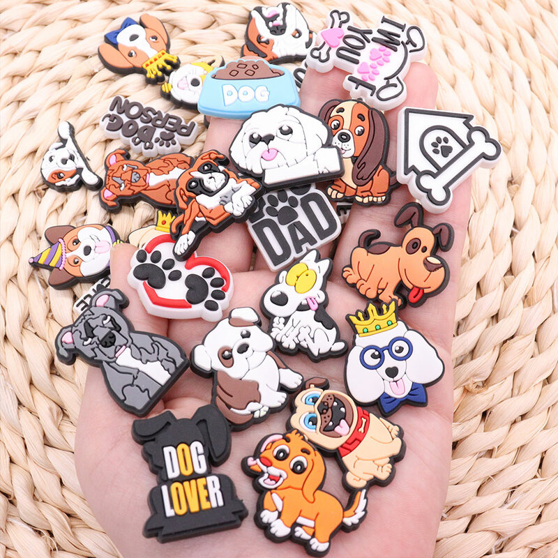 1pcs Dog Mom Dad Shiba Inu Shoes Decorations PVC Lovely Dogs Animal Shoe Buckles Accessory Fit Birthday Gifts