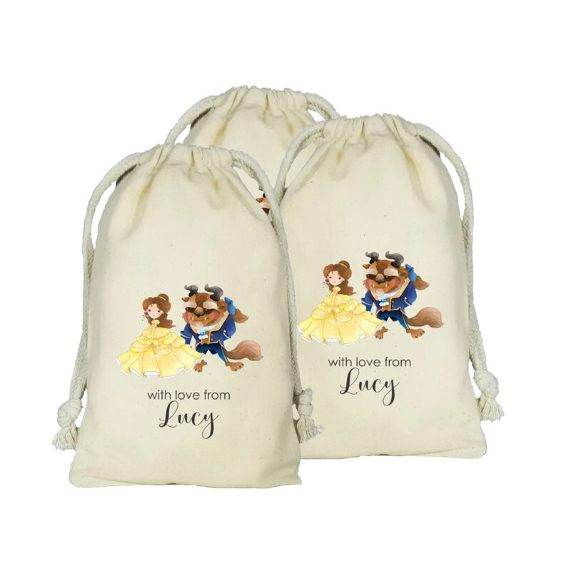 Juego de 20 bolsas de recuerdo personalizadas, bolsas de recuerdo de fiesta de princesa, pequeñas bolsas de regalo para fiesta de bautismo y Baby Shower de princesa