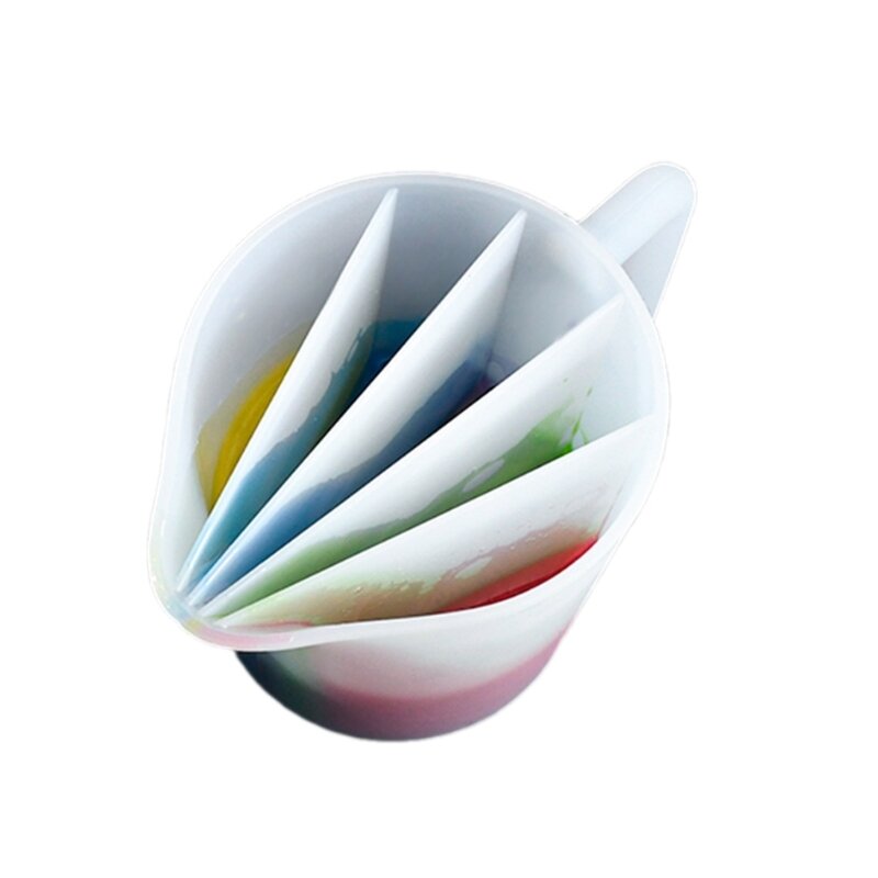 Силиконовая чашка для смешивания Силиконовая разделенная чашка с ручкой Чашка для смешивания цветов из смолы для художников, и
