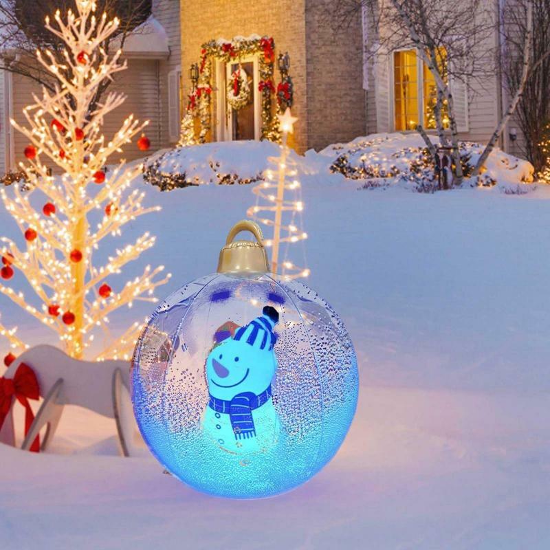 Palline di natale gonfiabili in PVC oversize Light Up Festival palla decorata da 24 pollici grande palla regalo festiva per il prato del cortile delle vacanze