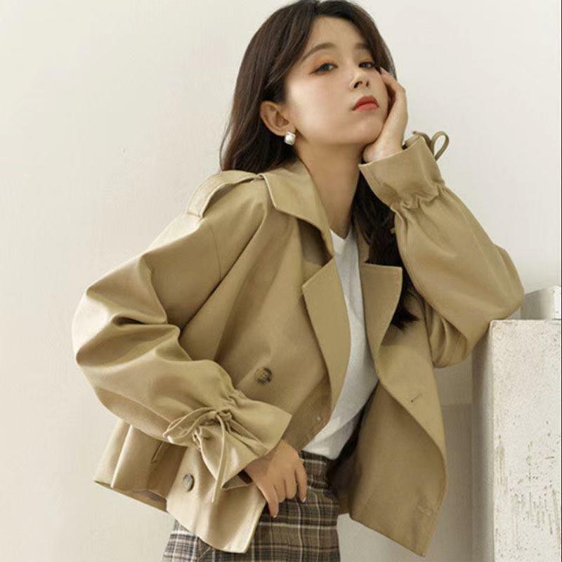 여성용 반팔 폴로 칼라, 한국 에디션, 루즈한 작은 코트, 트렌디한 여성 하이 퀄리티 카키 탑, 2024 용수철 가을 신상