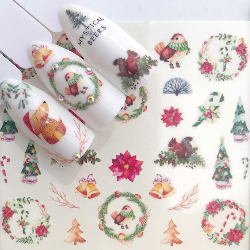 Украшение для ногтей несколько наклеек дизайн ногтей Рождественский стиль зима для салона