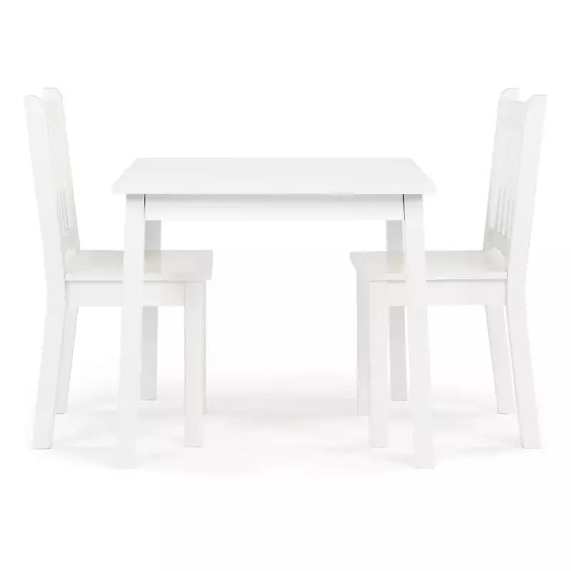 Skromna załoga dzienna dla dzieci drewniany kwadratowy stół i 2 zestaw mebli z krzesłami, białe, w wieku od 3 lat