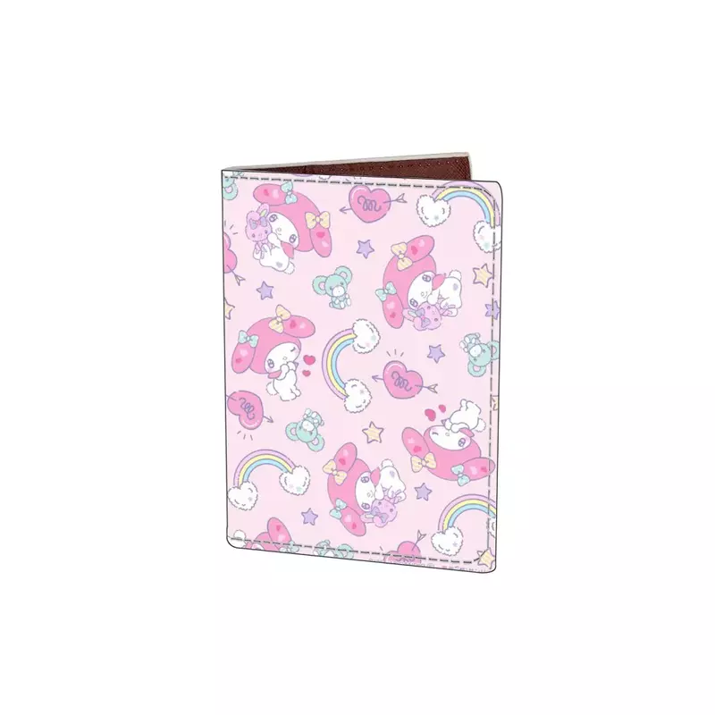 New Sanrio Passport Cover Hello Kitty Melody Kulomi Cartoons Print PU Protective Case Portable ID Travel Credential Card Holder
