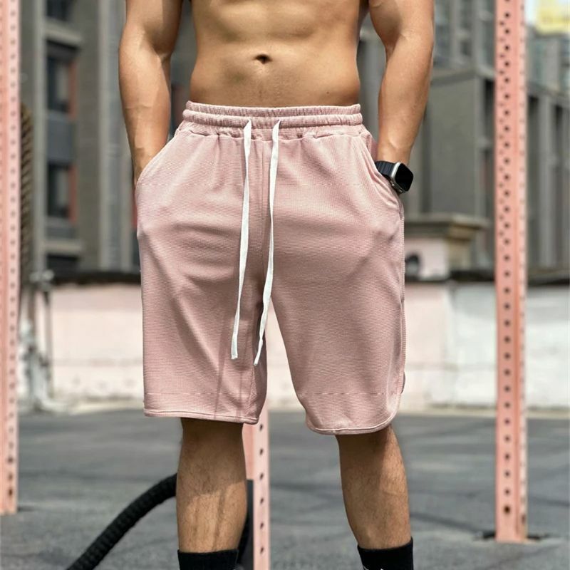 Pantalon de fitness ample à séchage rapide pour hommes, pantalon décontracté, couleur unie, plein air, objectifs d'été, mode, nouveau, 5 quarts