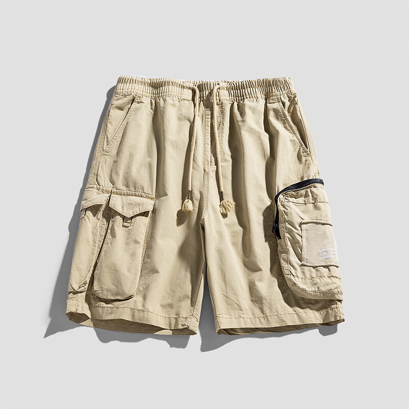 Summer Men Cargo Cotton Shorts Men Multi Pocket Casual Solid Elastic Waist Short Spring Men Jogger Pants Short Male Dropshipping