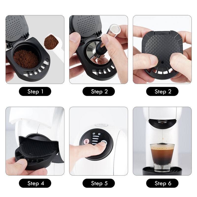 ICafilas refillable adapter Dolce Gusto coffee capsule milk pod tampered stainless steel coffee capsule for Geino Mahcine
