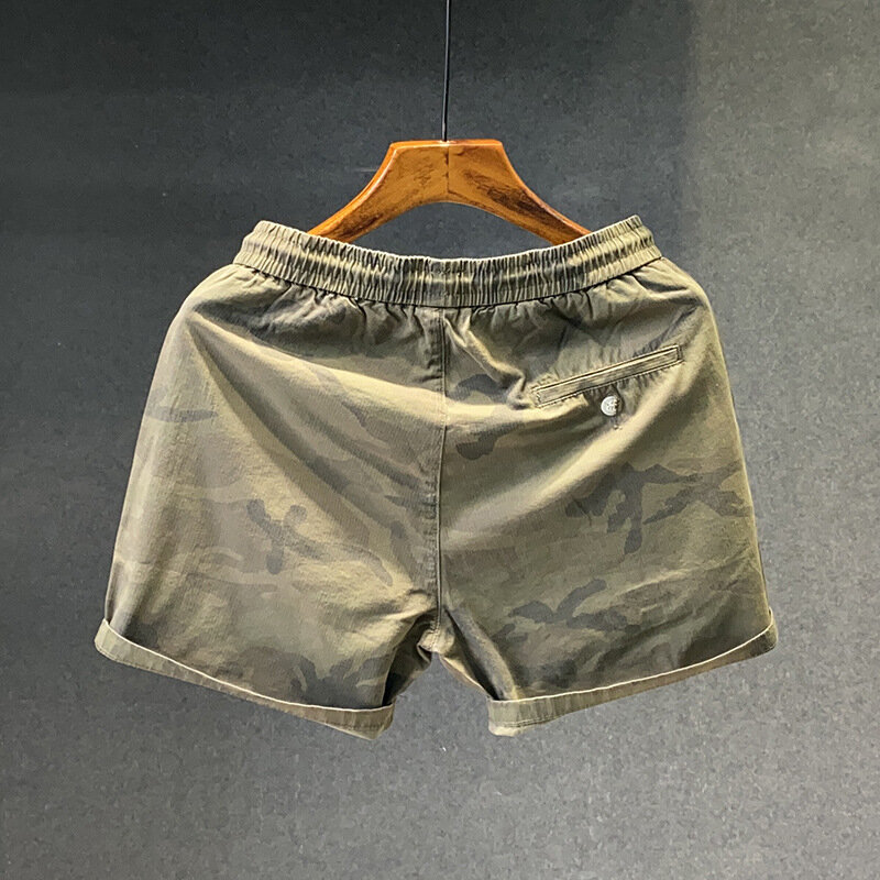 Pantaloncini mimetici Casual estivi pantaloni elastici in vita di media lunghezza da uomo pantaloni larghi da spiaggia sportivi alla moda a tre quarti