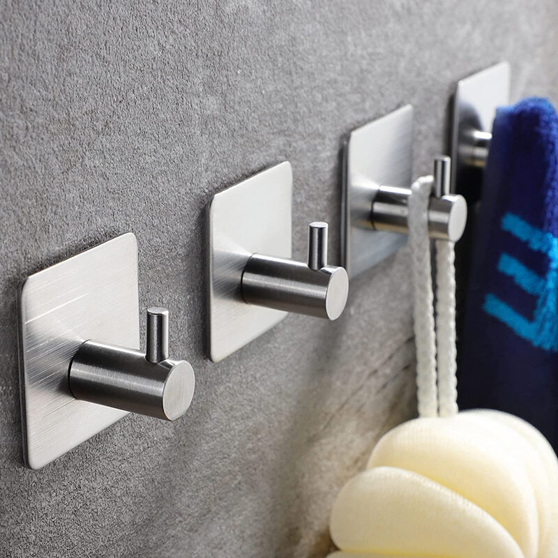 Self Adhesive Bathroom Hooks Robe Towel Hanger 304 Stainless Steel Hook For Bathroom Hangers Shower Hook Bathroom Accessories