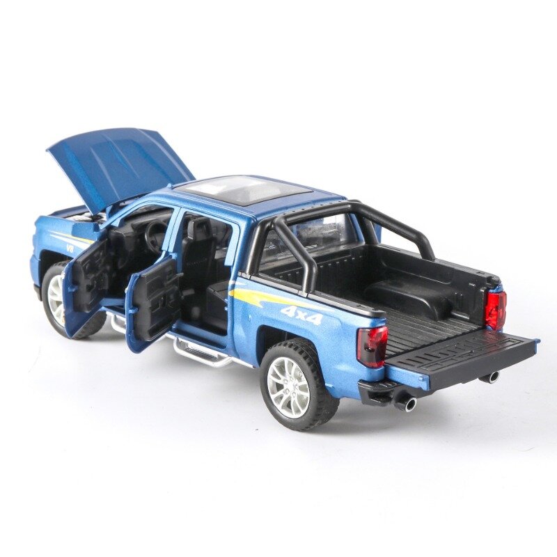 Simulación 1:32 juguete de aleación para niños, 6 puertas abiertas con luces de música, camioneta trasera, SUV, modelo de decoración, juguete para niños, modelo de coche