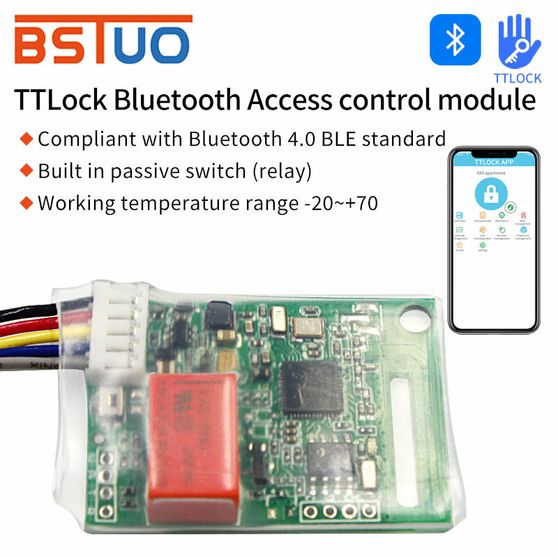 Módulo de desbloqueo del lector de interruptor de relé Bluetooth de la aplicación TTLOCK de 8-18V para el sistema de Control de acceso del estacionamiento, módulo de bloqueo electrónico BLE